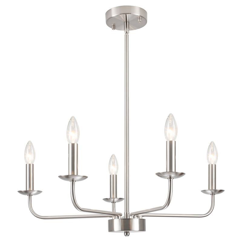 5-Light Rustic Candlestick Hanging Linear Chandelier Lighting Island Chandelier Fixture for Kitchen Island