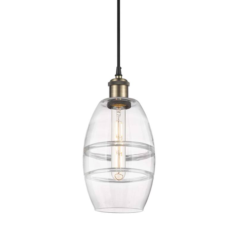 Innovations Lighting 516-1P-9-6 Vaz Pendant Vaz 6" Wide Mini Pendant - Black Antique Brass / Clear