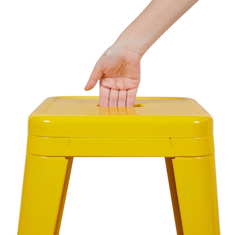 AC Pacific 24 Inch Industrial Stackable Metal Counter Stools Set of 2