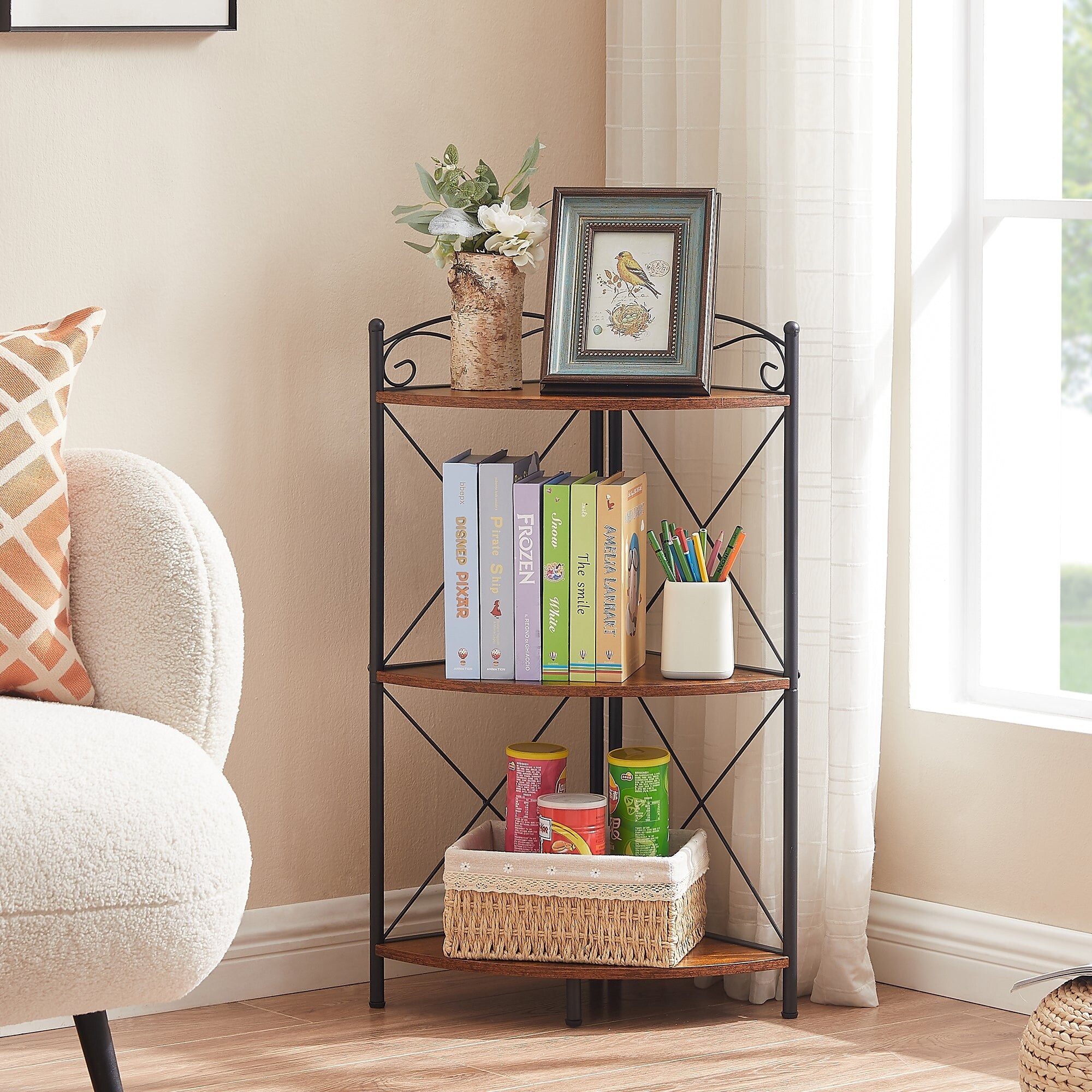 3-Tier Corner Shelf Industrial Triangle Display Storage Rack, Set