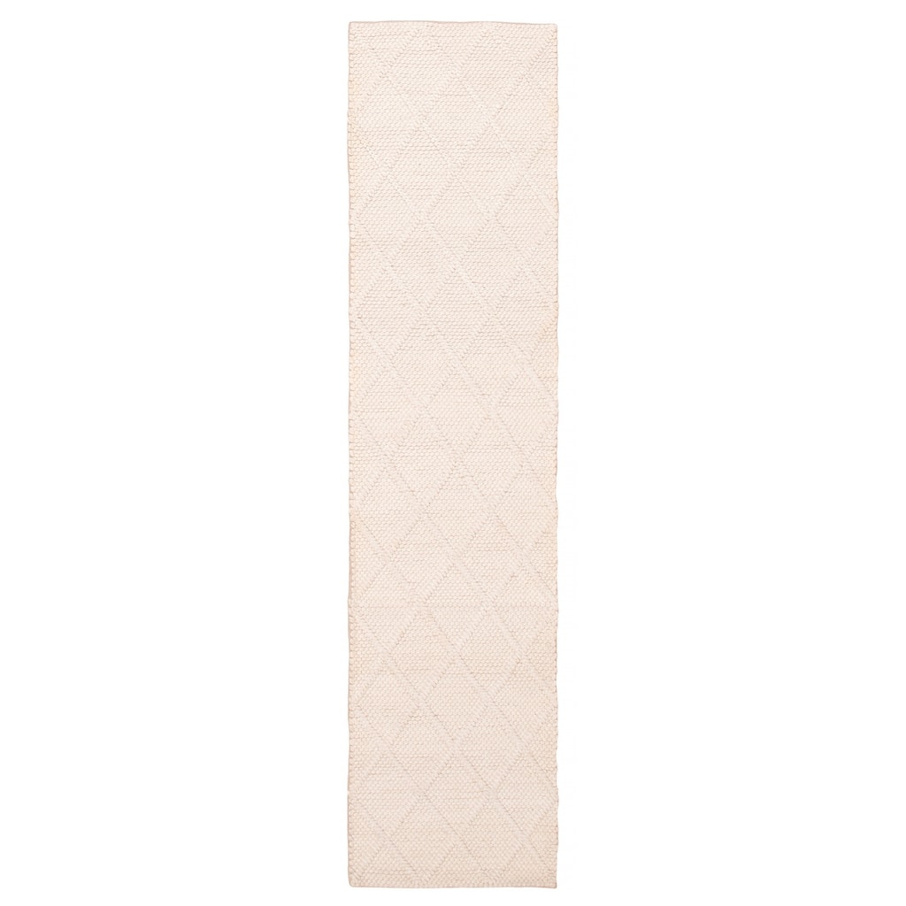 ECARPETGALLERY Braid weave Sienna Cream Wool Rug - 2'3 x 9'7