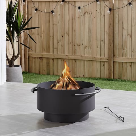 Ove Decors Brooks Wood Burning 24 in. Round Dark Charcoal Fire Pit