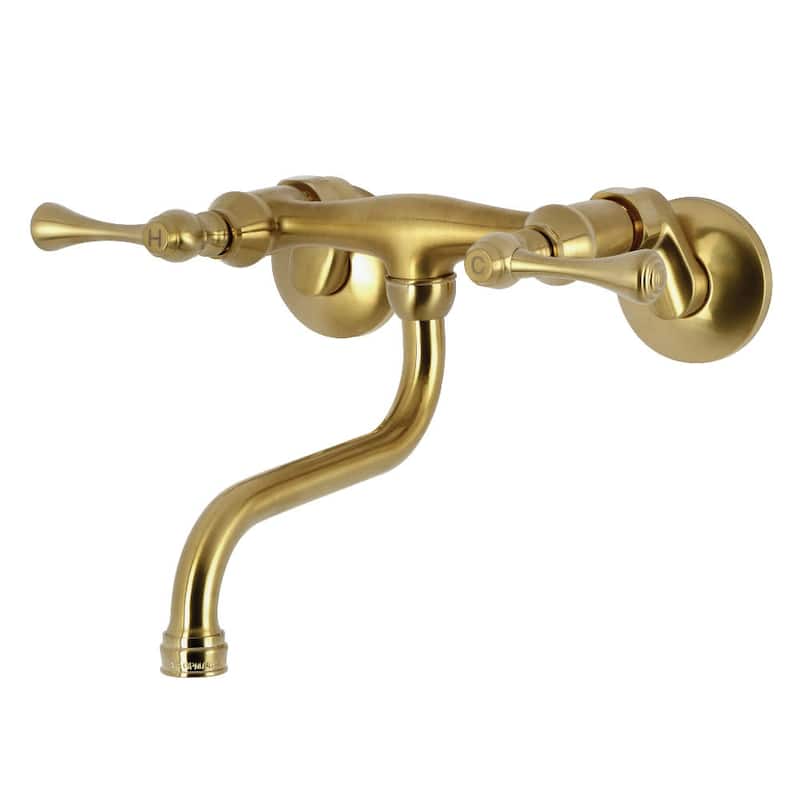 Kingston Brass KS316SB Kingston 1.2 GPM Wall Mounted Bridge Bathroom - Brushed Brass - Brushed Brass