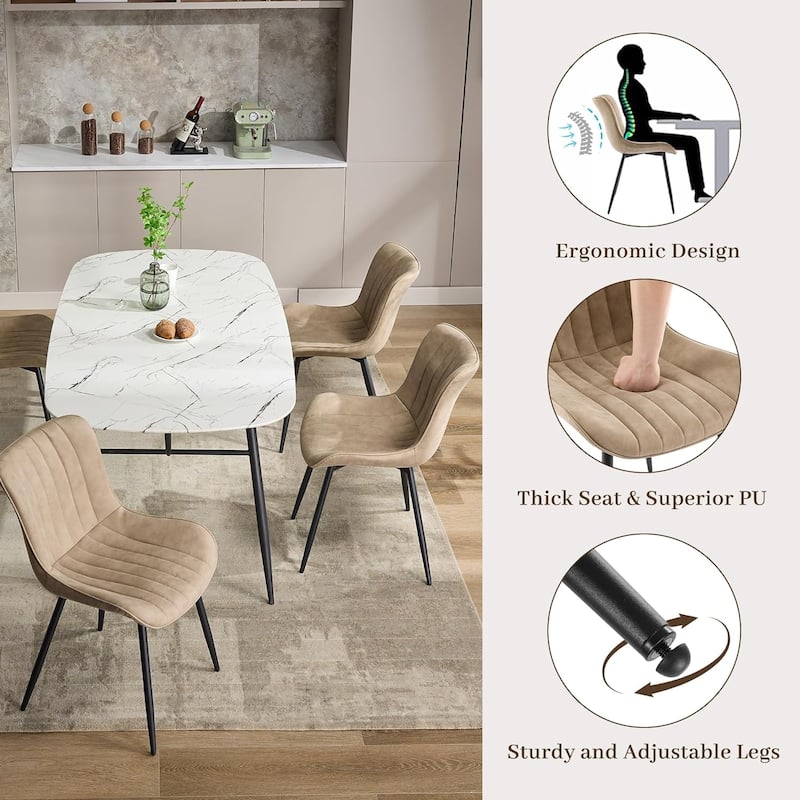 Upholstered Dining Chairs Set of 2, Mid Century Modern Armless Kitchen Chair