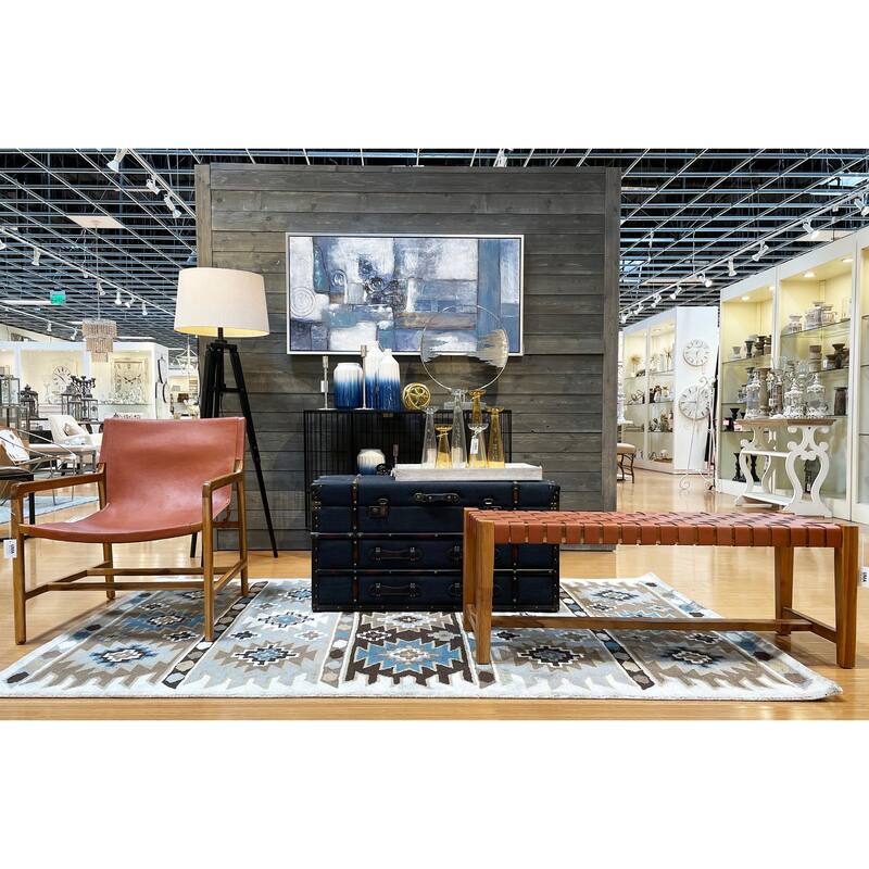 Teak Wood Living Room Accent Chair with Leather or Woven Cane Seat