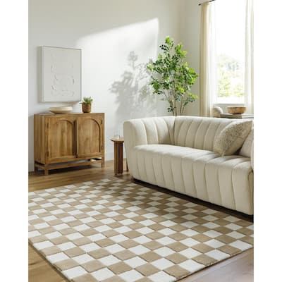 Geoffrey Transitional Checkered Wool Area Rug