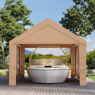 Heavy-Duty Fully Enclosed Carport - UV-Resistant, Waterproof Canopy with Roll-Up Windows & Reinforced Steel Frame