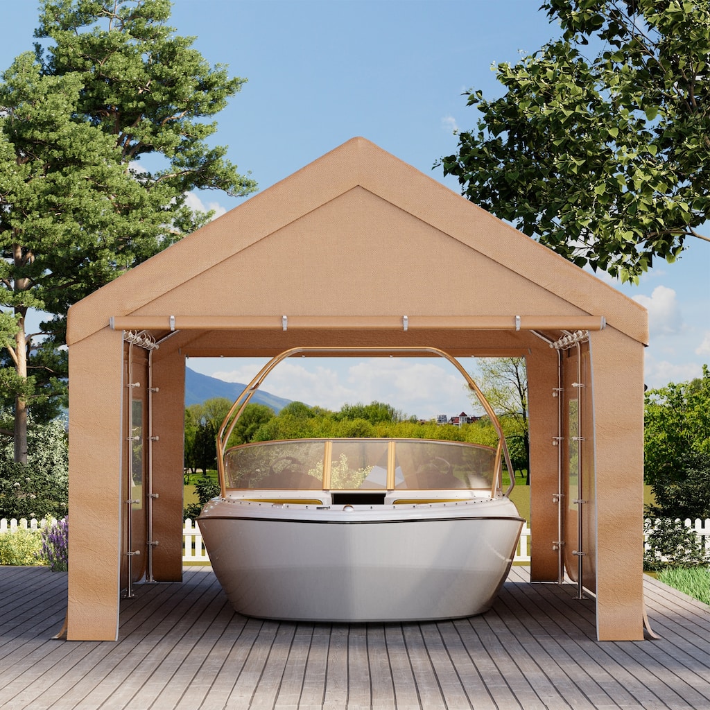 Heavy-Duty Fully Enclosed Carport - UV-Resistant, Waterproof Canopy with Roll-Up Windows & Reinforced Steel Frame