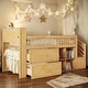 preview thumbnail 1 of 11, Twin Size Loft Bed with LED and Bookshelf,2-step Stairs,Drawers and Shelves,Solid Wood Sturdy Frame Natural