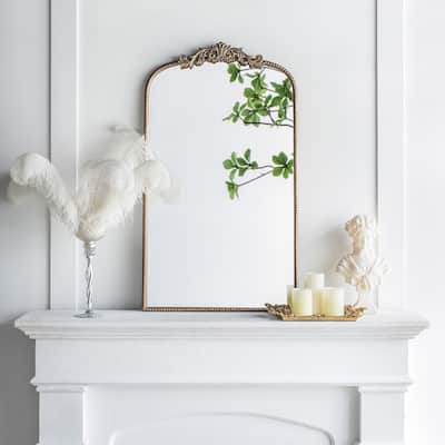 24" x 42" Gold Arch Mirror, Baroque Inspired Wall Decor for Room