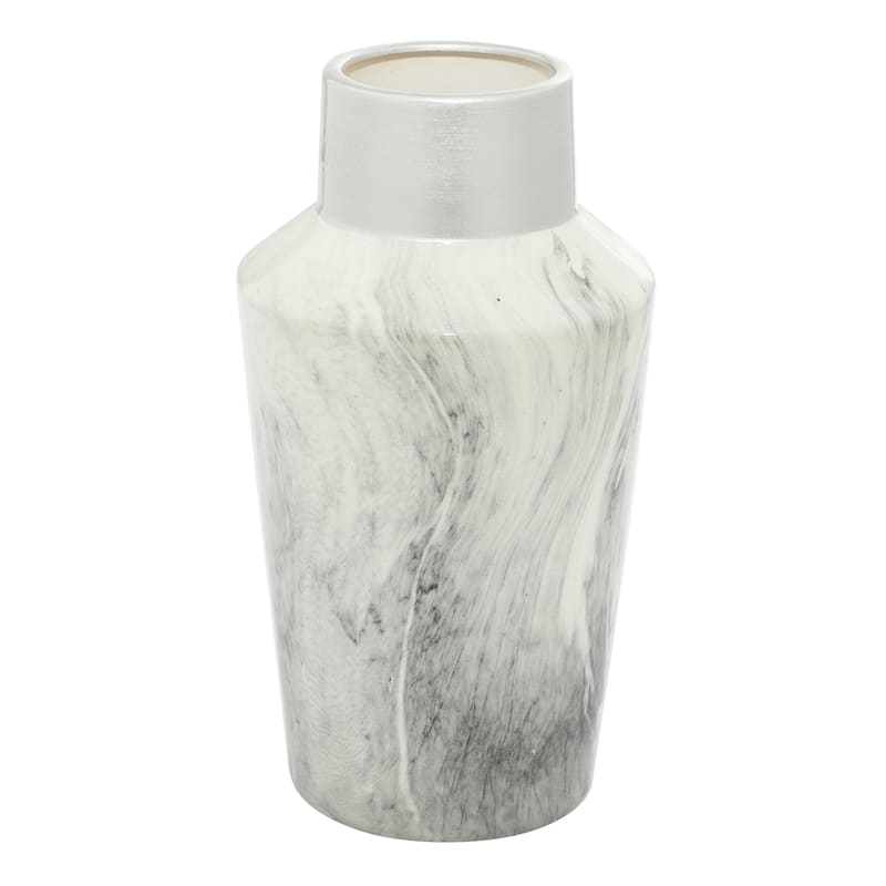 Ceramic Faux Marble Decorative Vase - Gray - Roche River Decor