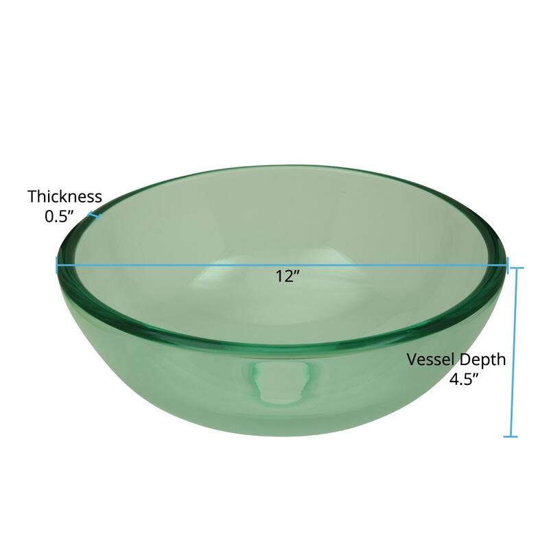 Countertop Vessel Sink 11 5/8 in. Tempered Glass Bathroom Sink with Chrome Sink Drain Renovators Supply
