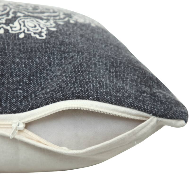 Handwoven Medallion Square Throw Pillow - 20" - Jet Black and White