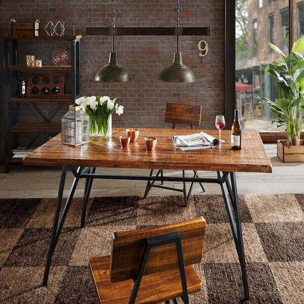 INK+IVY Reclaimed Brown Wood Gunmetal Trestle Dining Table. Opens flyout.