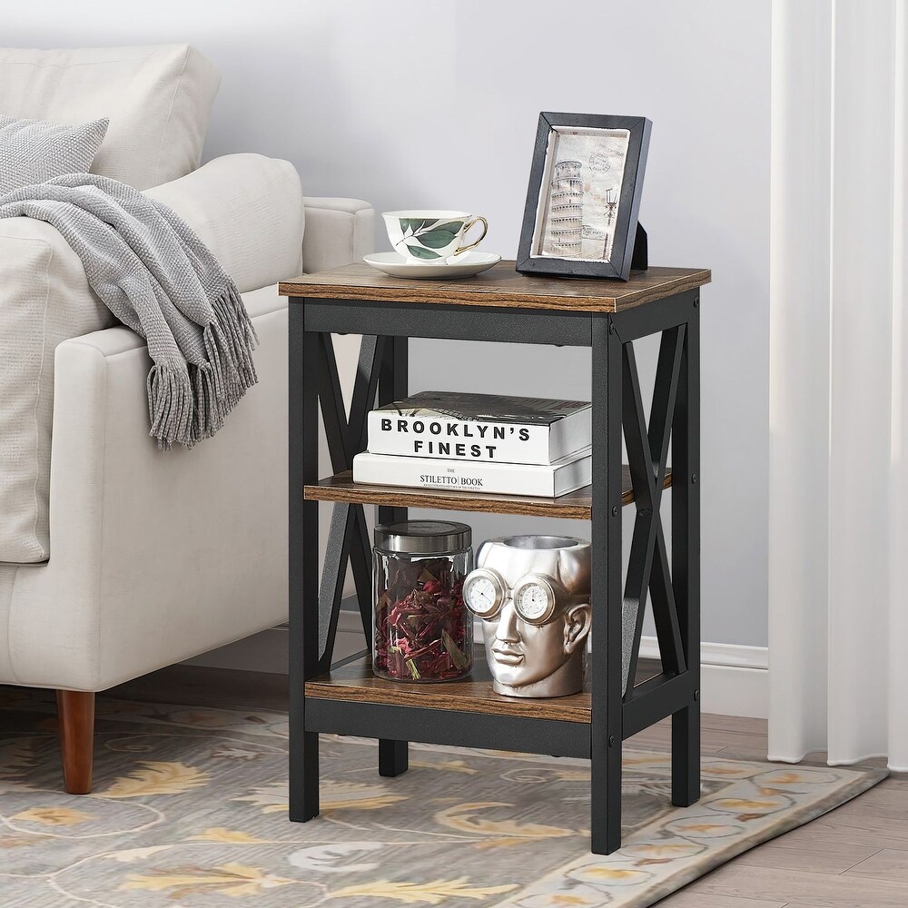 Modern 4 Tiers Bedside Table Nightstand Cabinet Storage Organizer End Side Table 