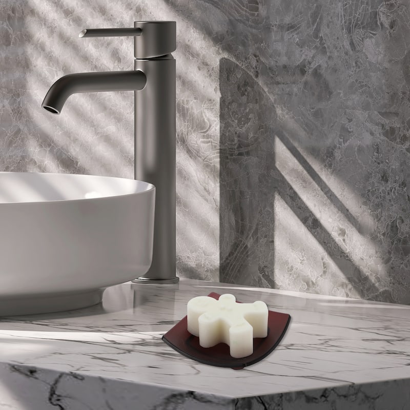 Waterproof Curved Soap Holder for Bathroom 3.74"x3.74"x0.71" 1 Pc - Clear Brown
