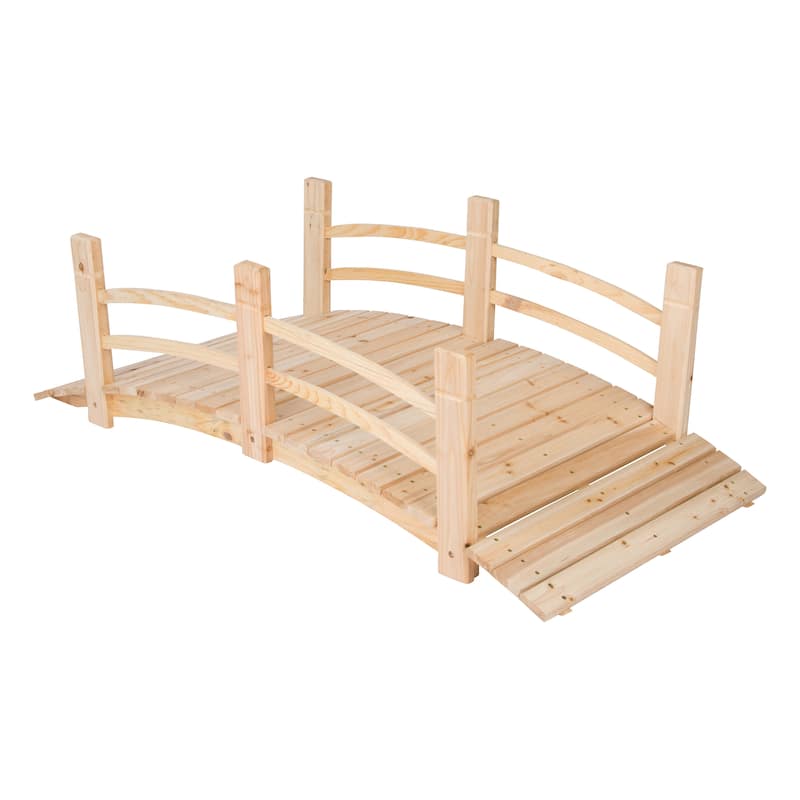 Serene Natural Wood Cedar Decorative Garden Bridge - 5-FEET