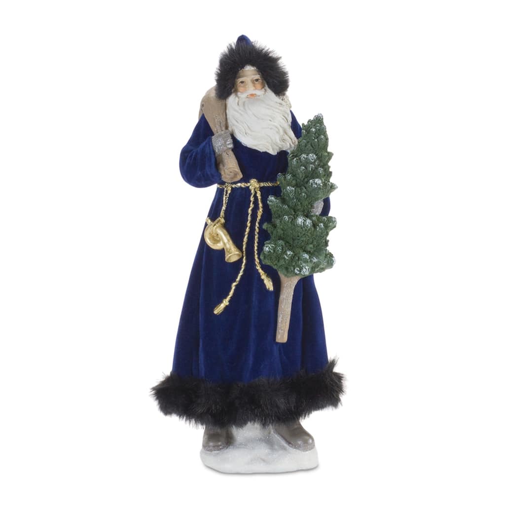 Hooded Santa with Frosted Pine Christmas Tabletop Figurines - 15" - Set of 2