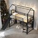 preview thumbnail 2 of 10, House Metal Twin Size Loft Bed with Shelves and Slide