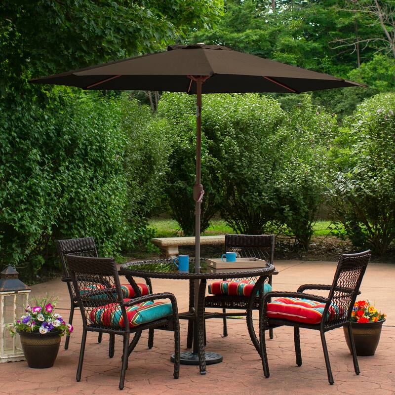 9ft Outdoor Patio Market Umbrella with Hand Crank and Tilt