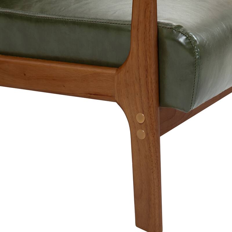 Mid-Century Modern Upholstered Accent Chair with Wood Frame