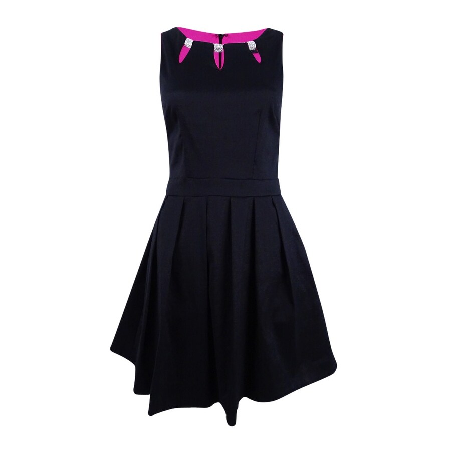 black and fuchsia dress