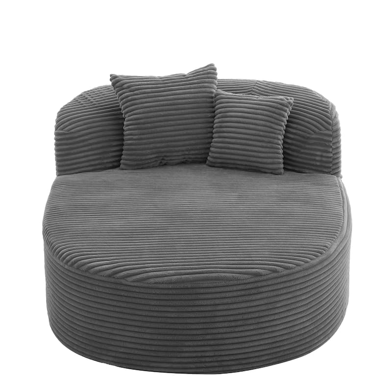 51.6" Chaise Lounge Sofa Bed - Boneless Couch with 2 Pillows - Compression Design for Living Room