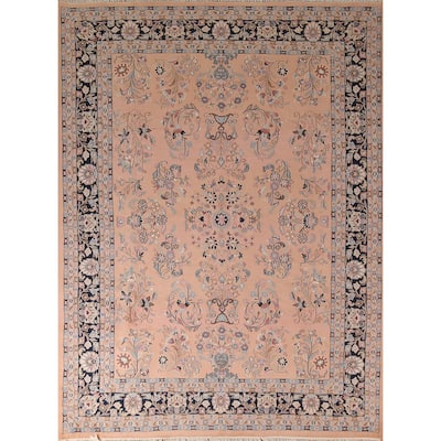 Pink Sarouk Oriental Area Rug Handmade Wool Carpet - 7'11"x 9'11"