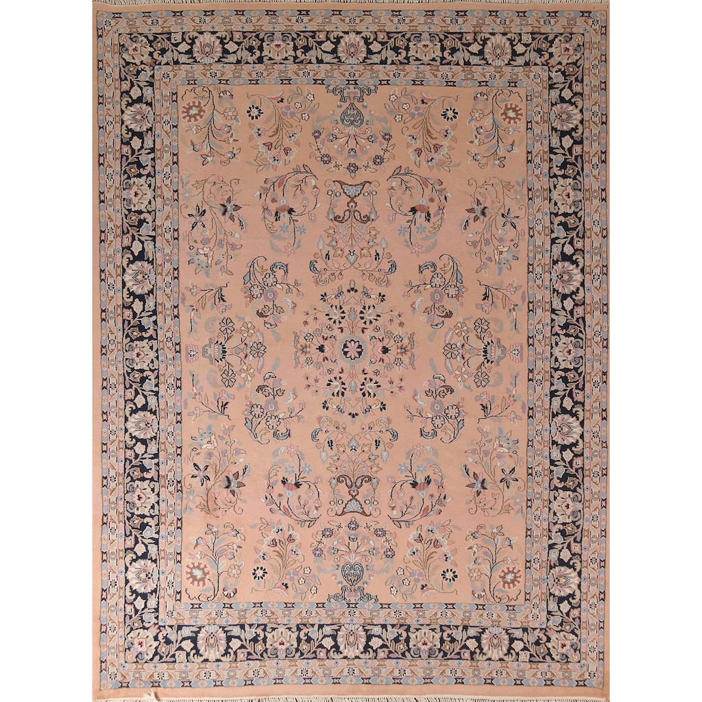 Pink Sarouk Oriental Area Rug Handmade Wool Carpet - 7'11"x 9'11"