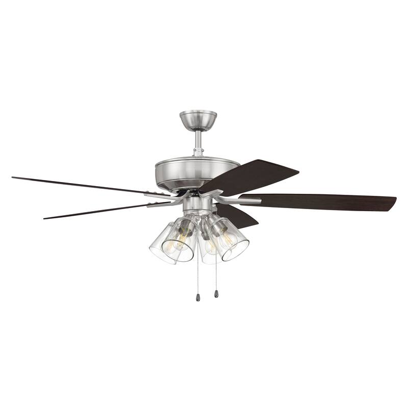 Craftmade 52" Pro Plus 104 Ceiling Fan - 52 - Brushed Polished Nickel/Flat Black/Greywood Blades