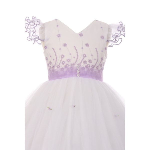 lilac and white flower girl dresses