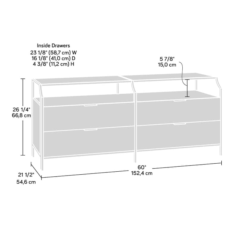 Engineered Wood Contemporary Dresser with 4 Drawers and Upper Shelf, Brown