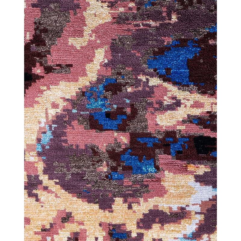 Ikat One-of-a-Kind Hand-Knotted Area Rug - Black, 8' 1" x 10' 0" - 8' 1" x 10' 0"