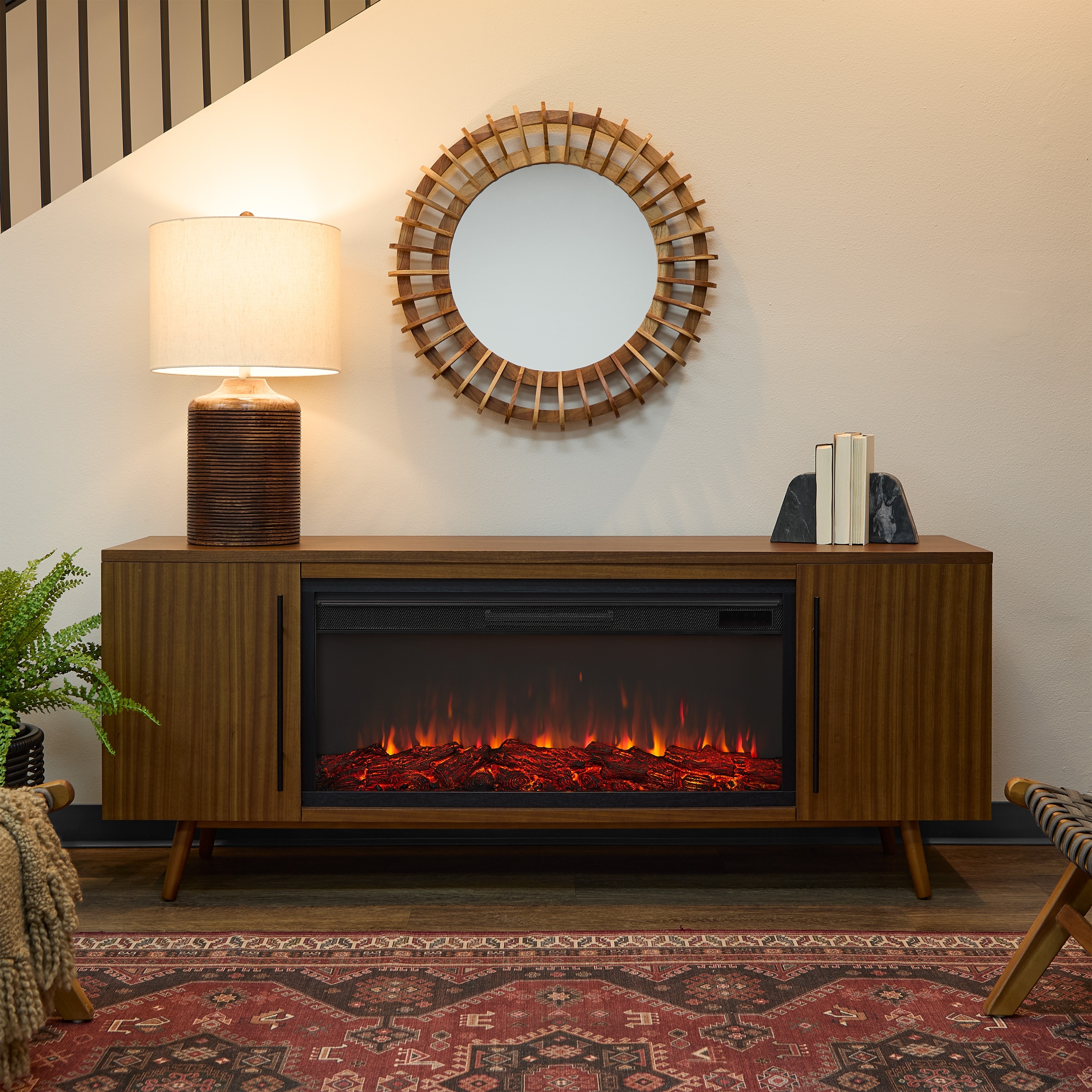 Real Flame Morris Electric Landscape Fireplace TV Stand 72"
