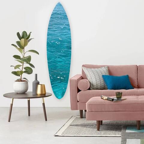 Ocean Blue Wooden Surfboard Wall Art