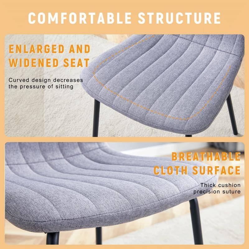 Set of 4 Minimalist Dining Chairs – Premium Black Metal Leg Design for Modern Interiors, Versatile Style Adaptability