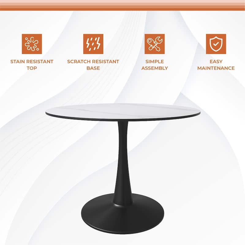 LeisureMod Round Dining Table 40" Sintered Stone Tabletop