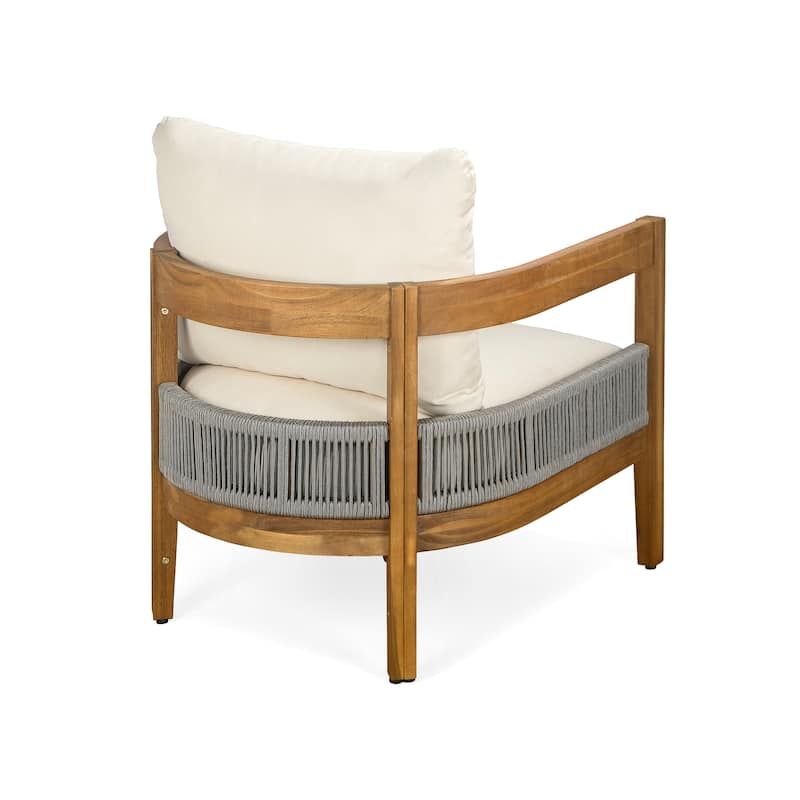Christopher Knight Home - Ian Outdoor Acacia Wood Club Chair With Table Set
