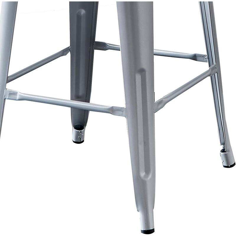 2-Piece 30" Industrial Bar Stool Set - Distressed White with Bucket Back