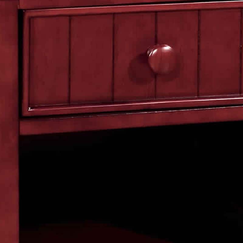 Wooden Night Stand With One Drawer And Open Shelf In Cherry Brown