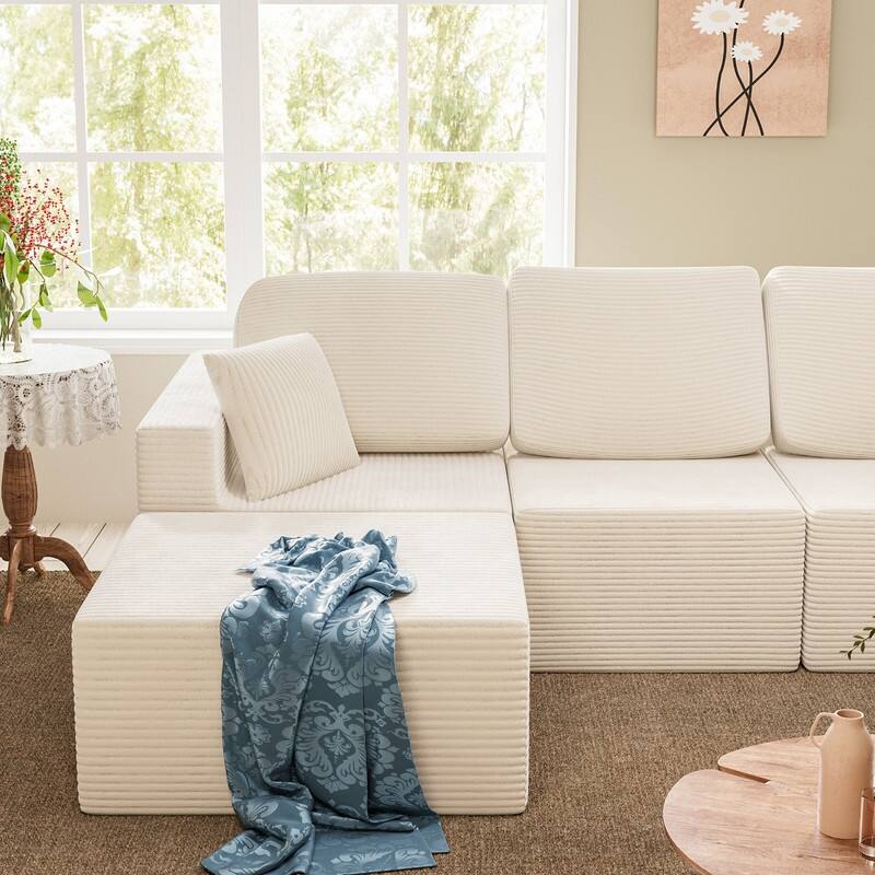 L Shaped Modular Sectional Couch, 126" Boneless Couches for Living Room, Modern Cloud Couch with Chaise Lounge