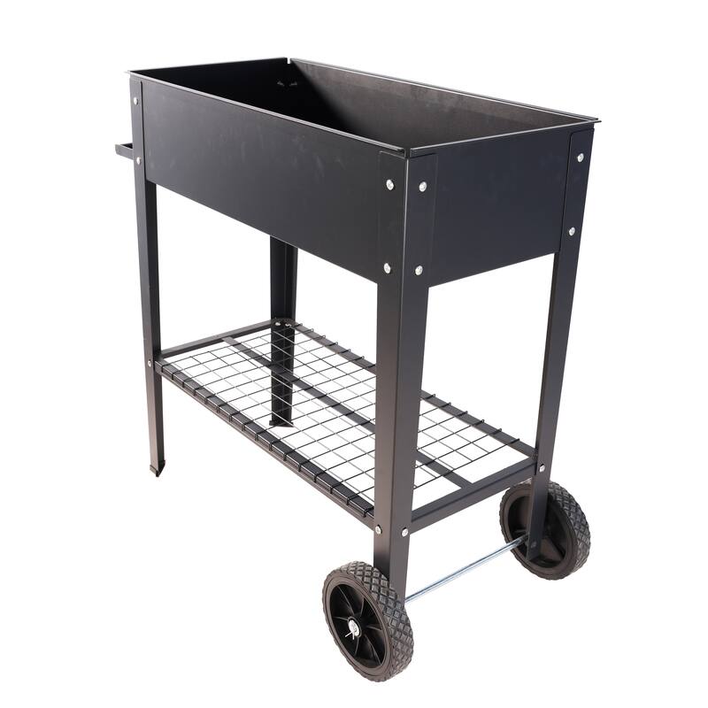 Elevated Rolling Planter - 33" Long Garden Bed, Ergonomic Design, Food-Grade Coating, for Patios, Balconies & Backyard Gardening
