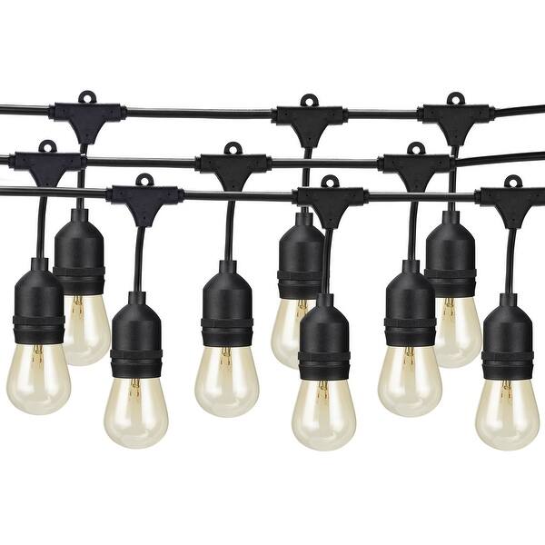 Shop 15 24 Sockets 50ft Extendable Outdoor Patio String Lights With Vintage Light Bulbs Overstock 16053372