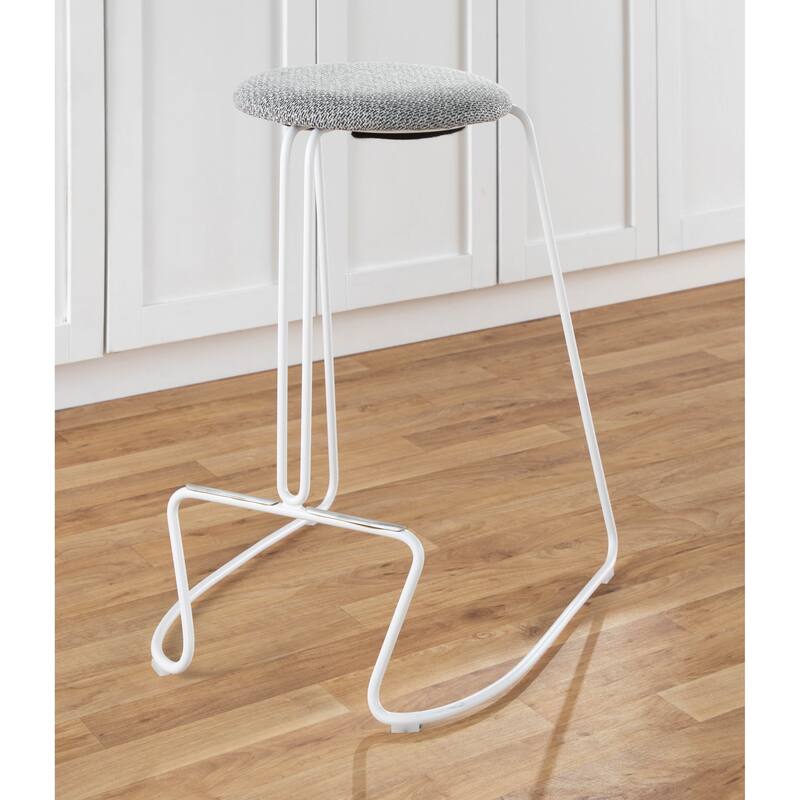 Finn Counter Stool in White Steel and Charcoall Fabric - Set of 2 - 19.5"Lx18"Wx25.75"H