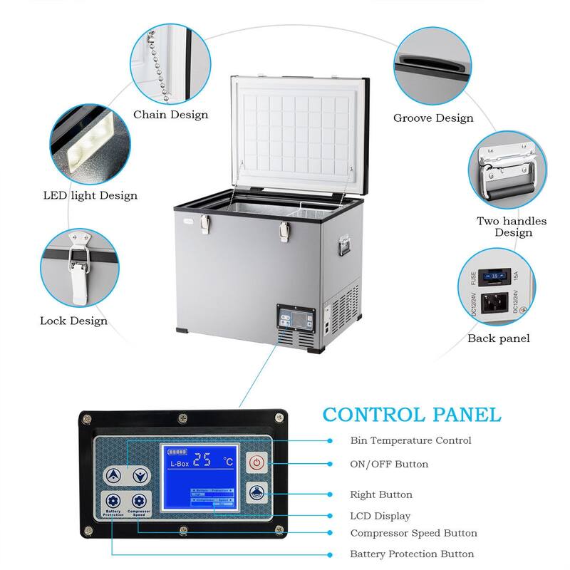 Costway 63-Quart Portable Electric Car Cooler Refrigerator / Freezer