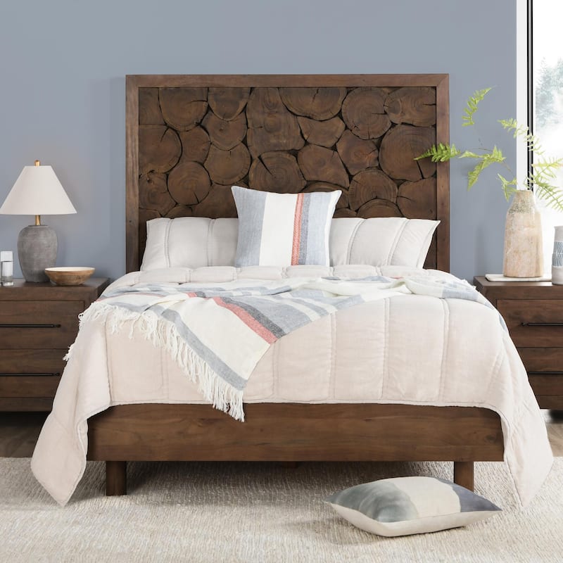 Classic Home Jaxon Acacia Wood Bed in Cocoa Brown - Queen