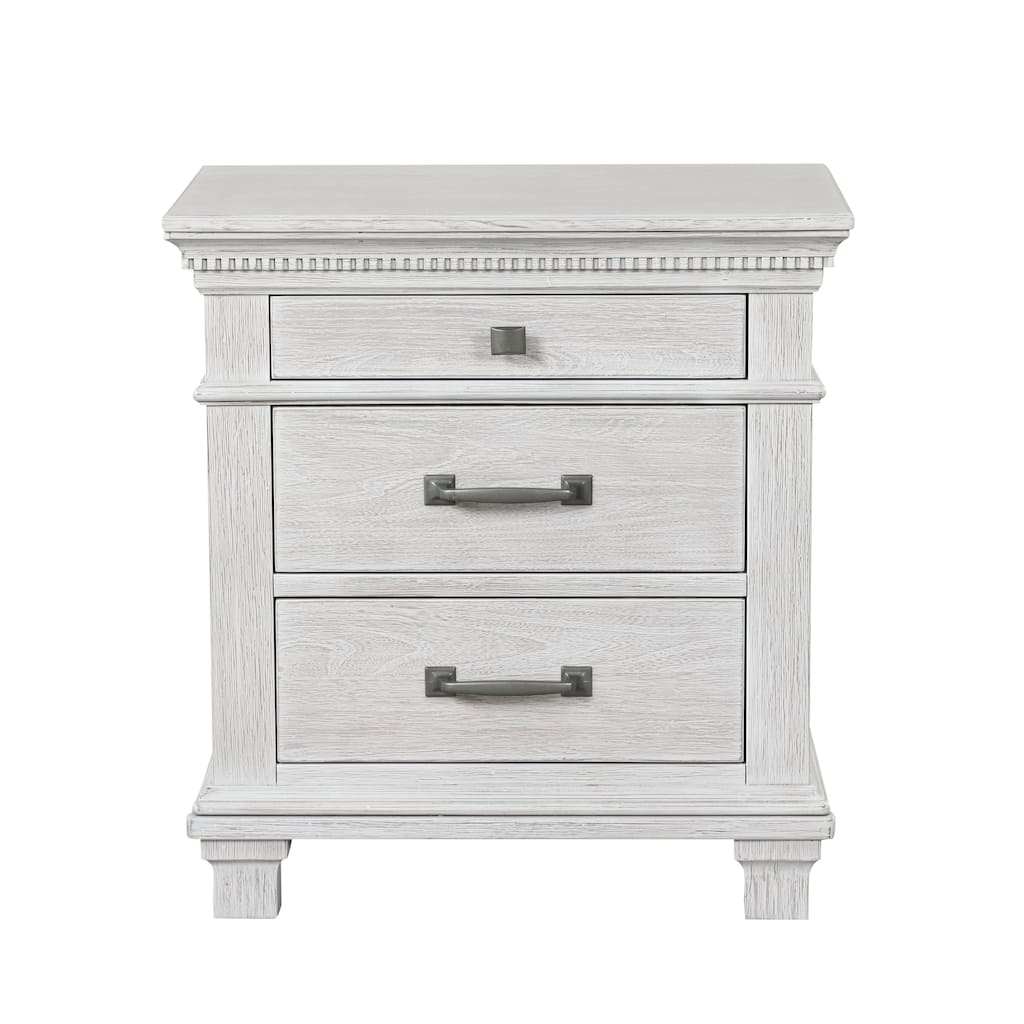 Furniture of America Eleanor Modern Rustic Weathered Grey Solid Wood 3-Drawer Nightstand