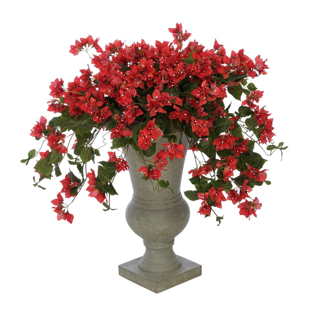 Faux Bougainvillea in Grey Roman Urn