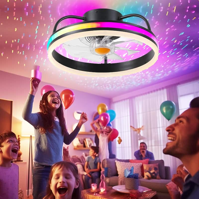 16" Low Profile Ceiling Fan with Light,3CCT 3 Speed Small Ceiling Fan for Bedroom,Closet,Small Room - 16 Inches