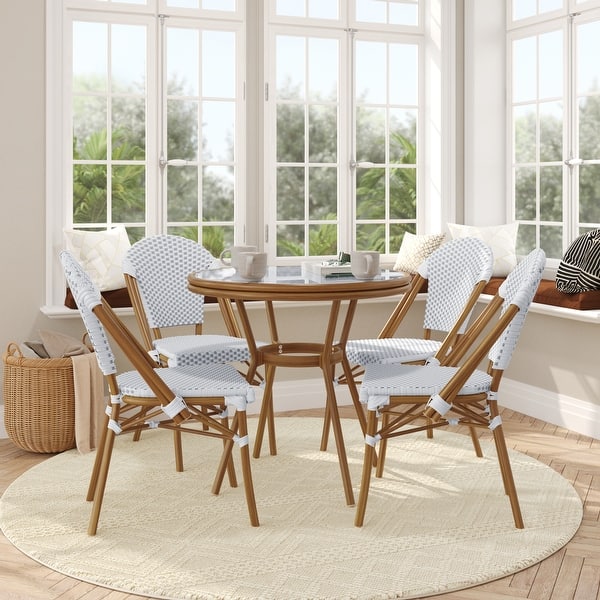 Indoor/Outdoor Commercial Bistro Set with Table and Four Chairs - Bed Bath & Beyond